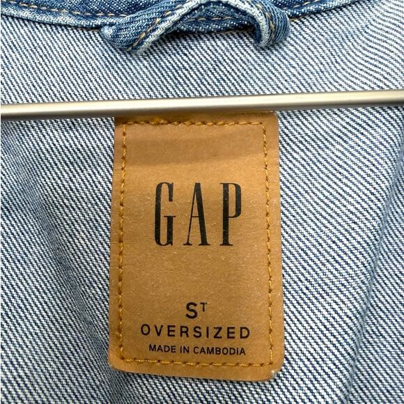 GAP Oversized Denim Fringe Jacket Women’s Small Tall Light Wash Western - Picture 6 of 10